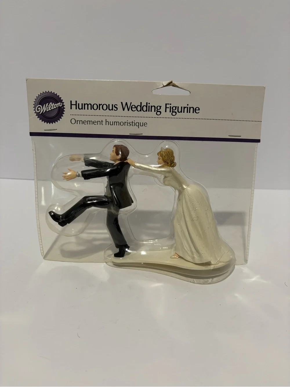 Wilton Humorous Wedding Cake Topper Figurine Bride Dragging Groom 115-102 NIB